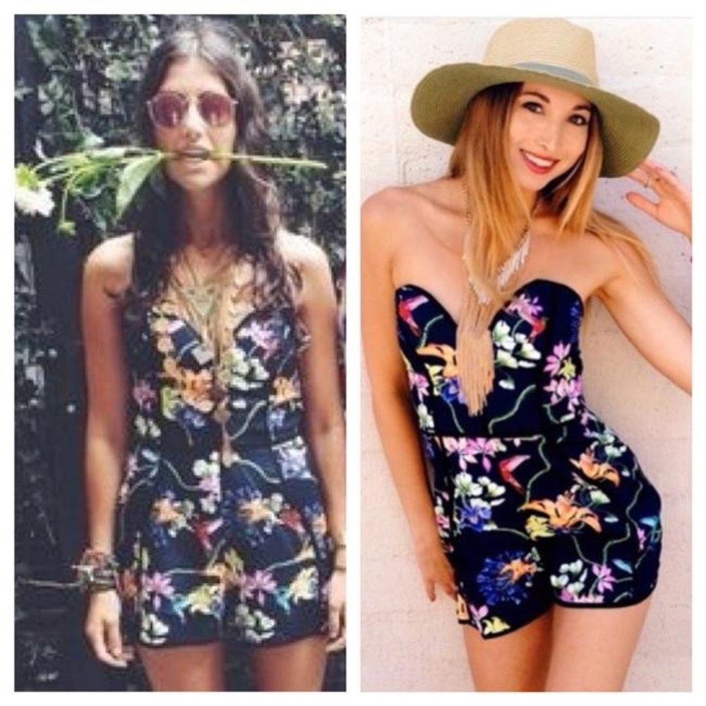 LF Floral Strapless Mini Blue Purple Floral Romper